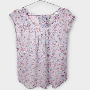 Lauren Conrad Womens Top Sz. Ice Blue Red‎ Hearts Sleeveless